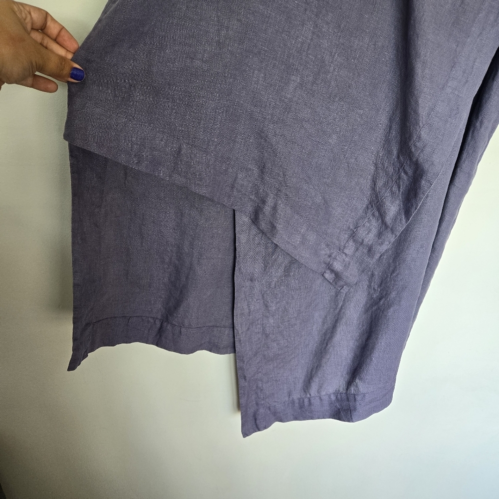Bryn Walker LINEN Asymmetric Sleeveless Wrap Tunic in Lavender Grey - Picture 4 of 15